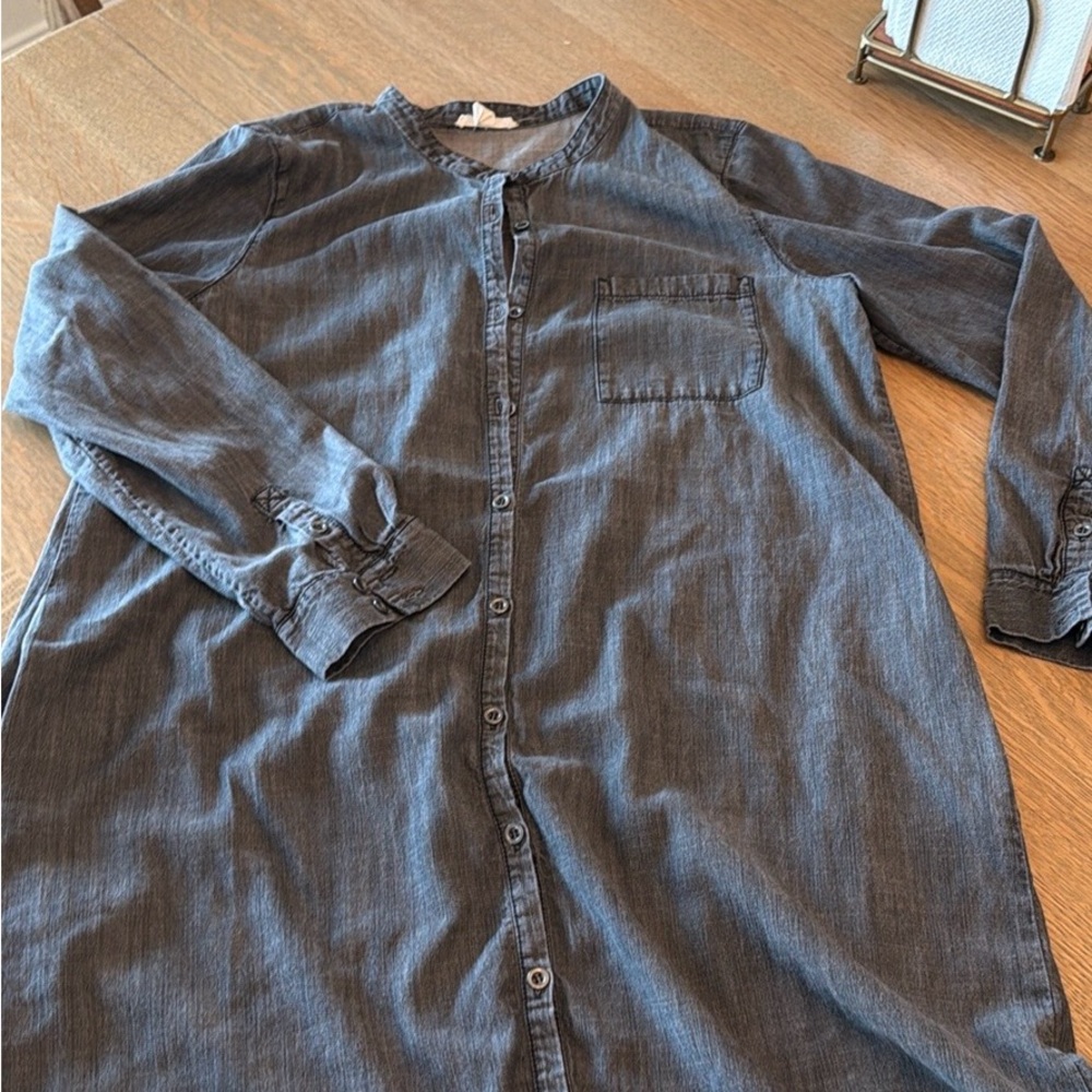 Eileen Fisher Blue Denim Long Sleeve Shirt Dress